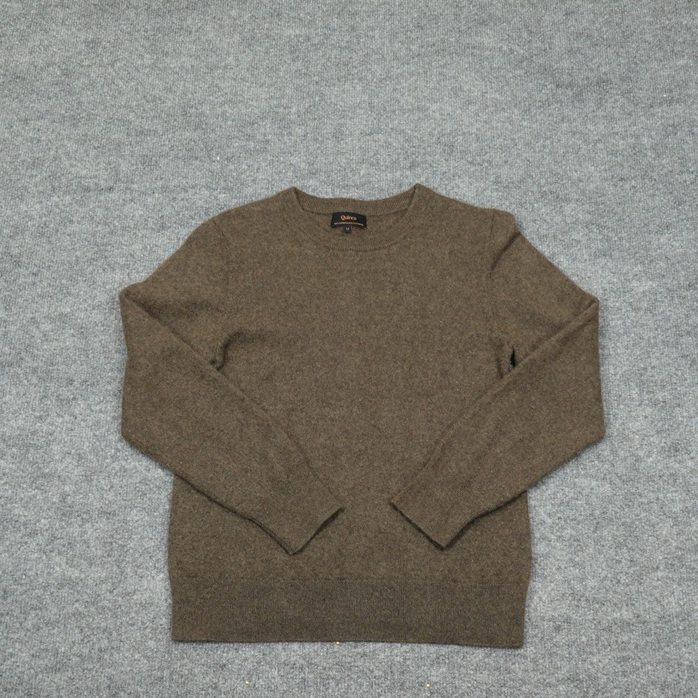 Quince Sweater Women Medium Brown 100% Mongolian Cashmere Crewneck Soft Basic